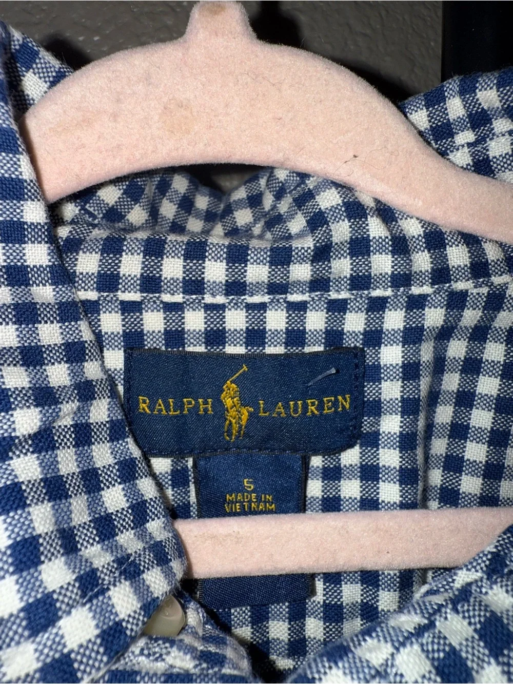 Ralph Lauren Navy & White Gingham Button-Down Shirt